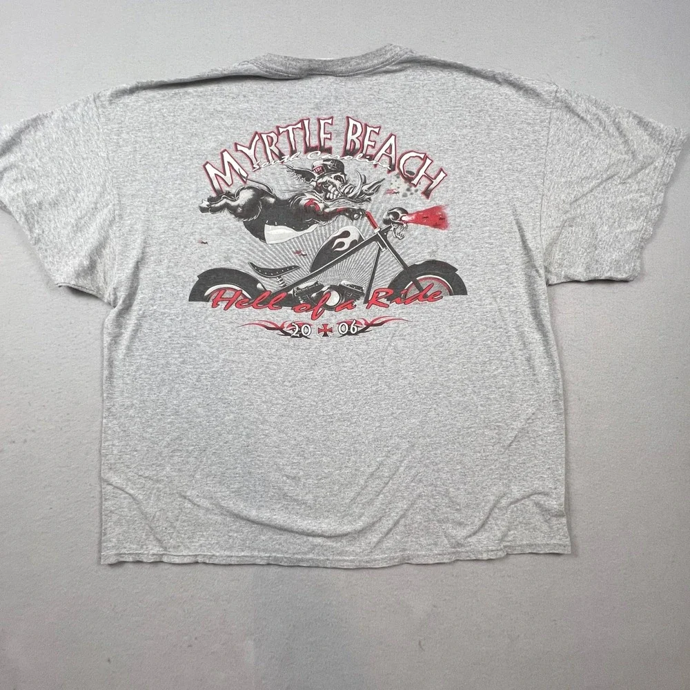 Delta T-Shirt Mens 2XL Gray Myrtle Beach 2006 Hell of a Ride Biker Graphic Tee